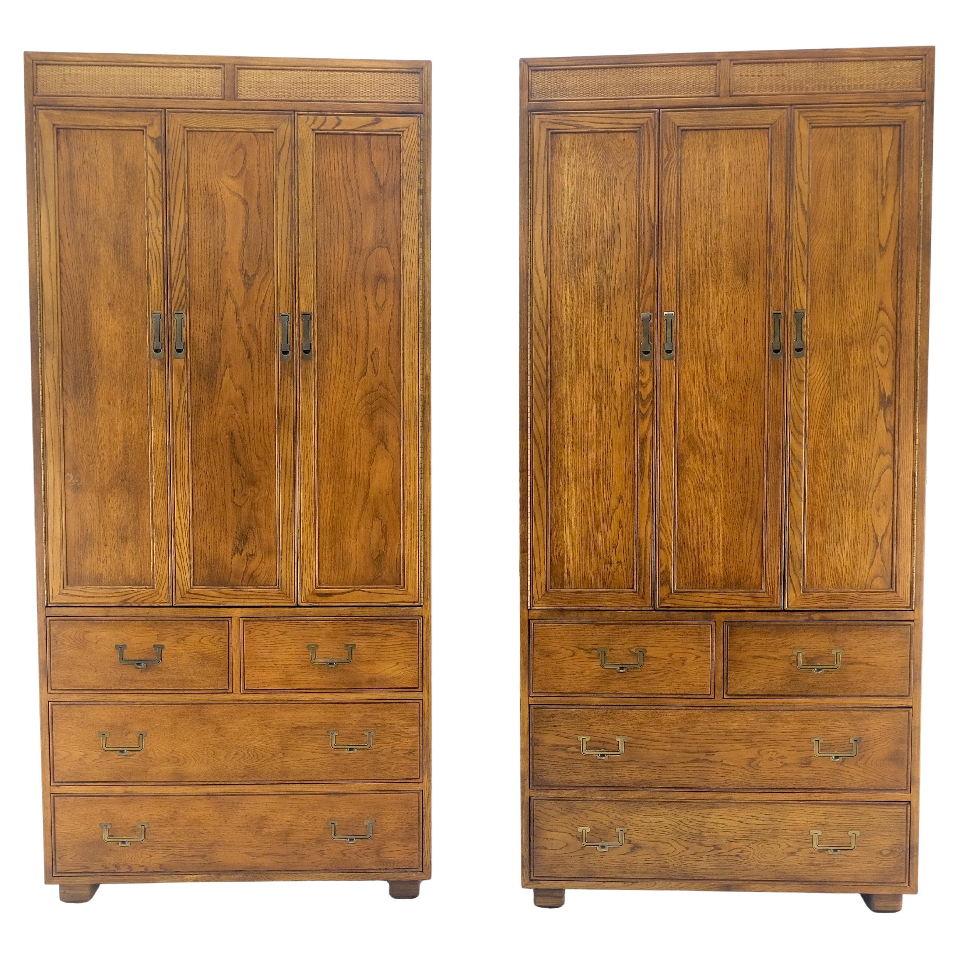 Pair of Henredon Tall Shelves Storage  Compartment Campaign Style Cabinets  MINT
