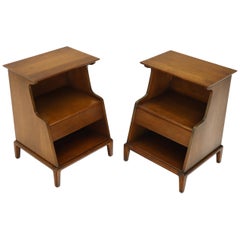 Pair of Henredon Walnut One-Drawer End Tables Nightstands