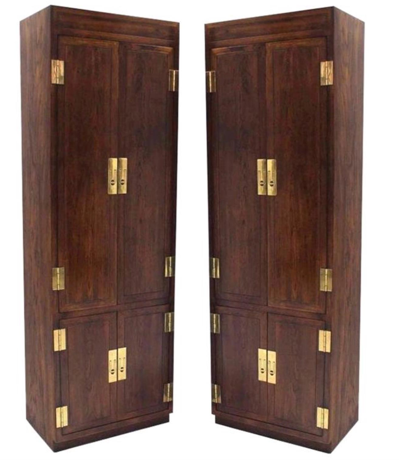 Wood Pair of Henredon Walnut Tallboys For Sale