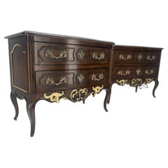 Pair of Henredon Walnut Two Drawers Regency 46" Console Dressers MINT!