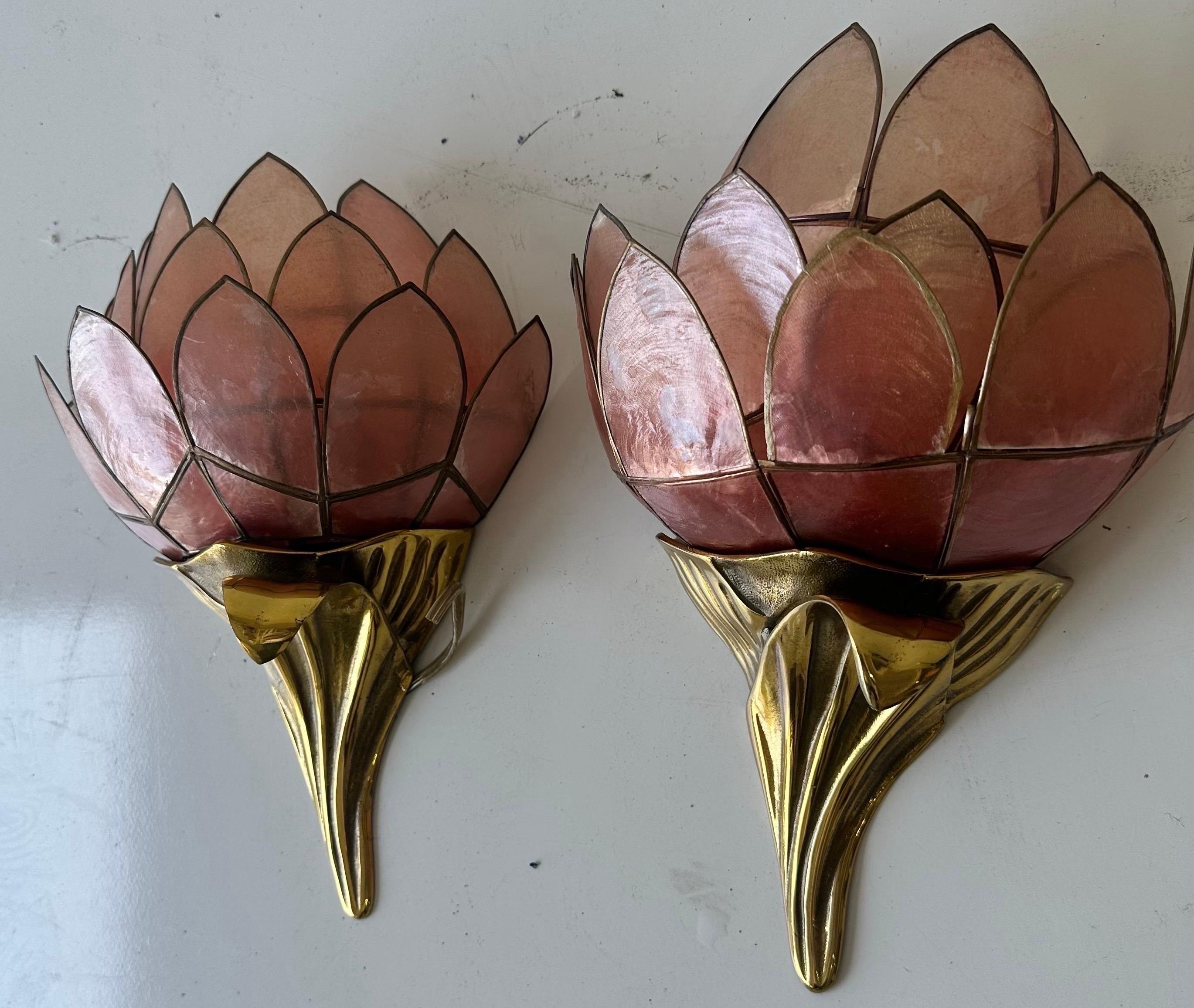 Pair of Henri Fernandez Bronze and nacre Wall Sconces 1