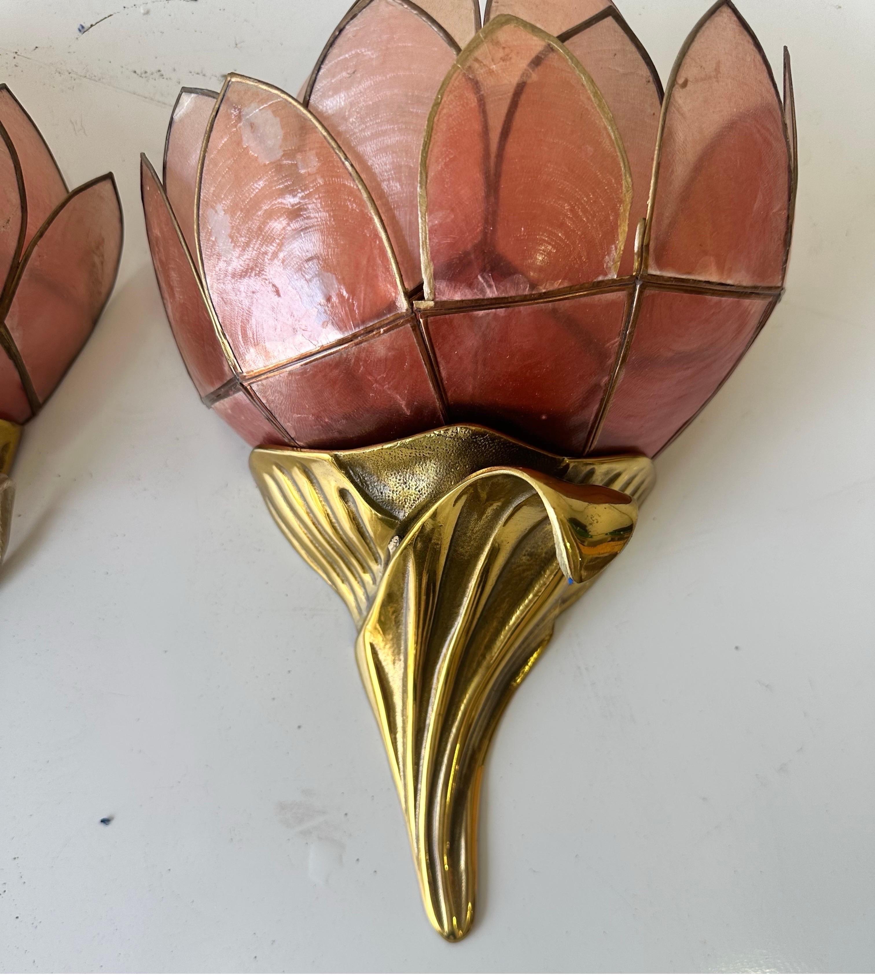 Pair of Henri Fernandez Bronze and nacre Wall Sconces 3
