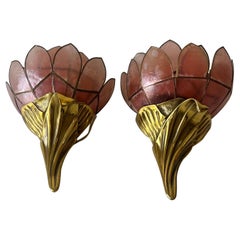 Coppia di lampade da parete in bronzo e madreperla di Henri Fernandez