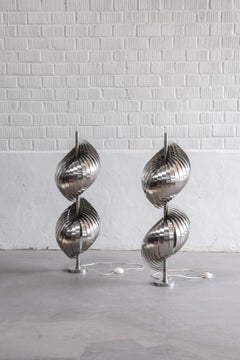 Pair of Henri Mathieu metal spiral floorlamps from the 70ties