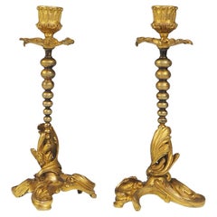 Pair of Henri Picard Gilt Bronze Candlesticks, circa 1850