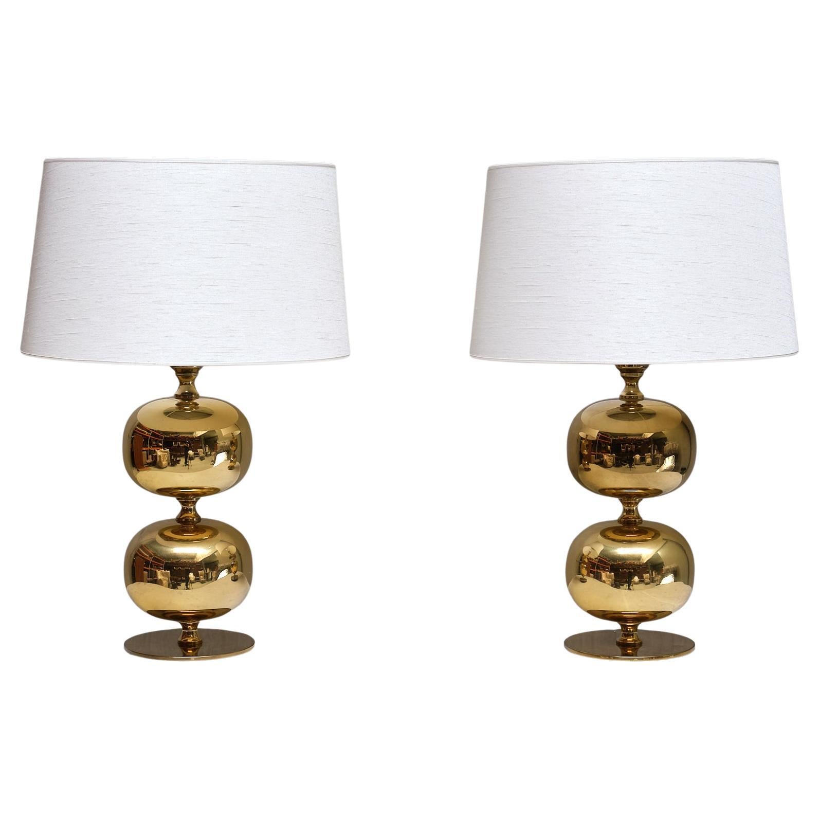 Pair of Henrik Blomqvist Brass Table Lamps, Stilarmatur Tranås, Sweden, 1960s