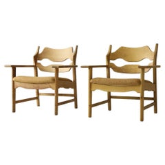 Pair of Henry Kjaernulf 'razor blade' chairs in patinated oak,  Denmark 1960s