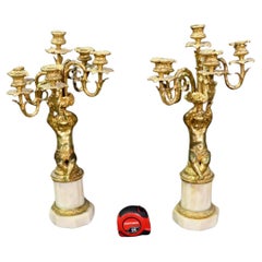 Pair of Henry Voisin Companion Candelabras  Mantel Clock Listed Separately 