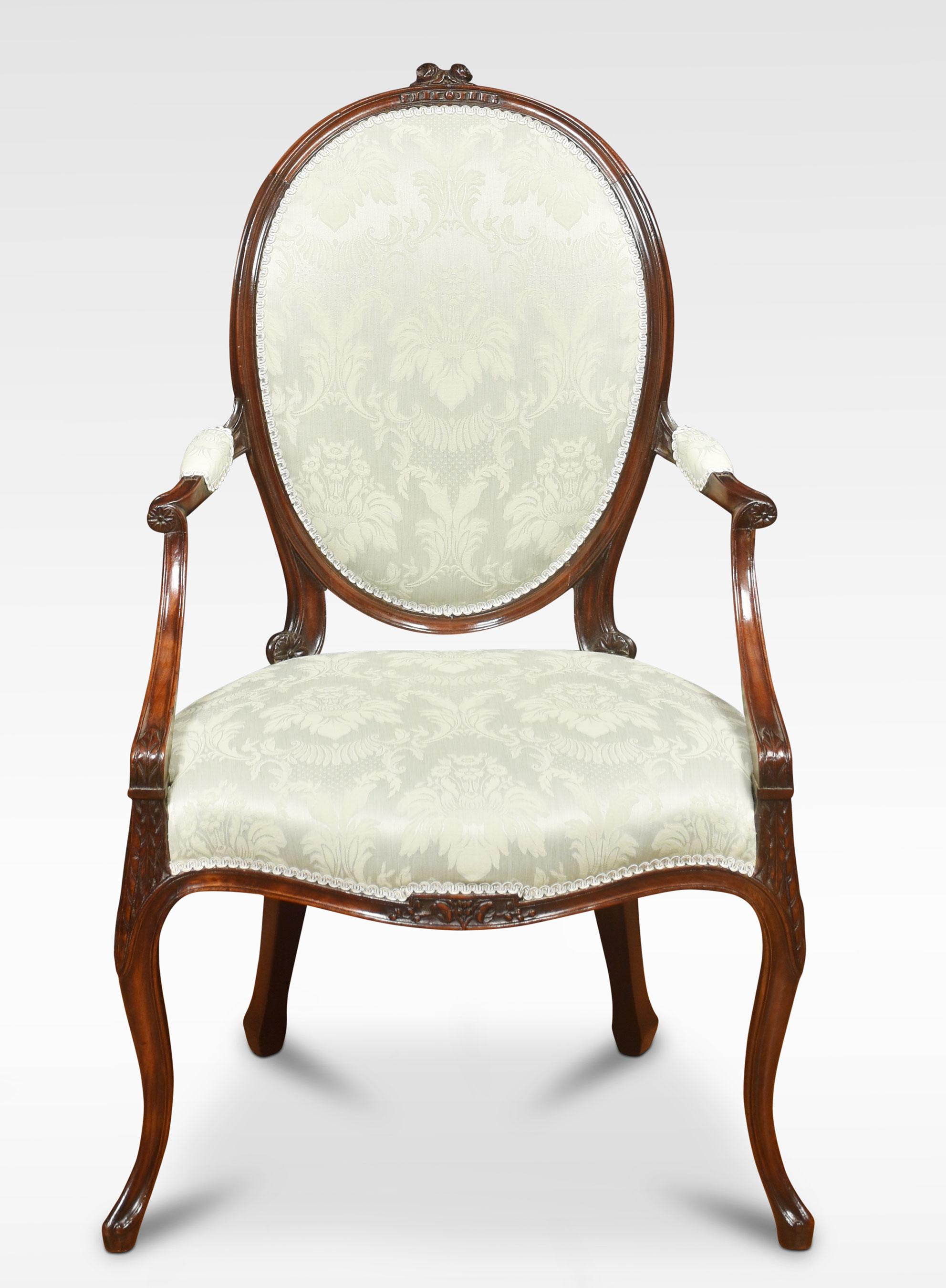 British Pair of Hepplewhite Mahogany Framed Armchairs For Sale