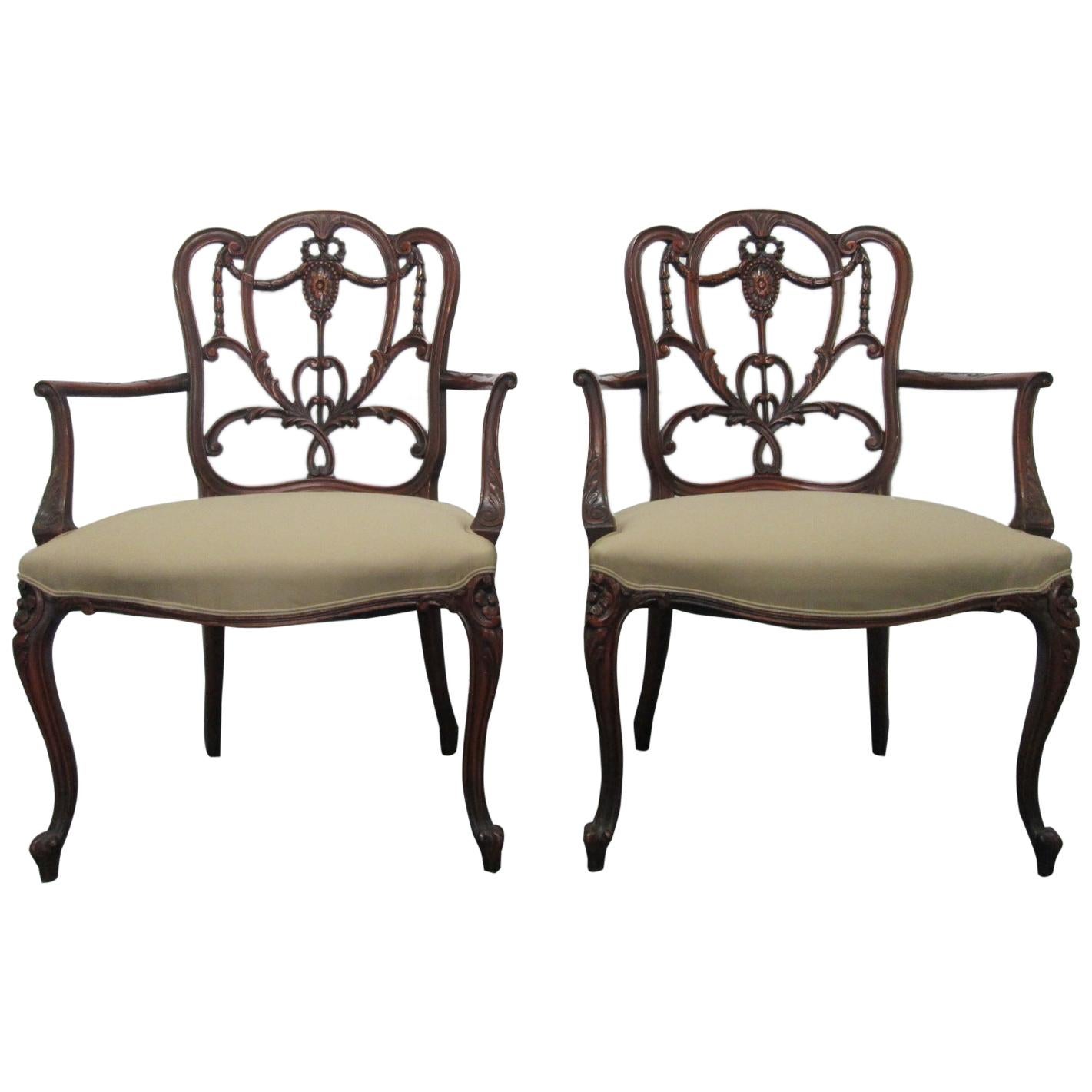 Pair of Hepplewhite Style Armchairs