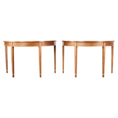 Used Pair of Hepplewhite Style Mahogany Demilune Console Tables