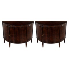 Paire de commodes Demi Lune Hepplewhite Zebrano