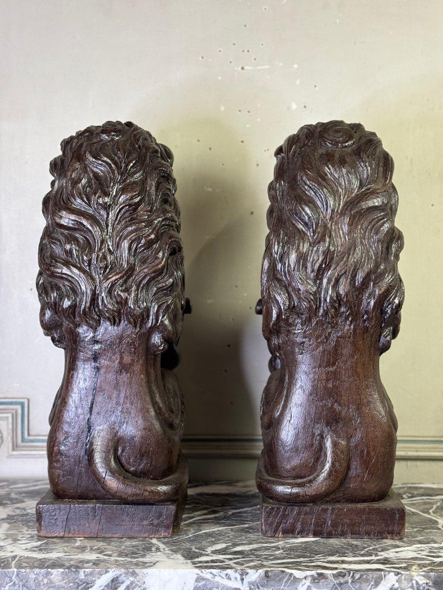 Pair Of Heraldic Lions, Oak Sculptures, 19th Century For Sale 2