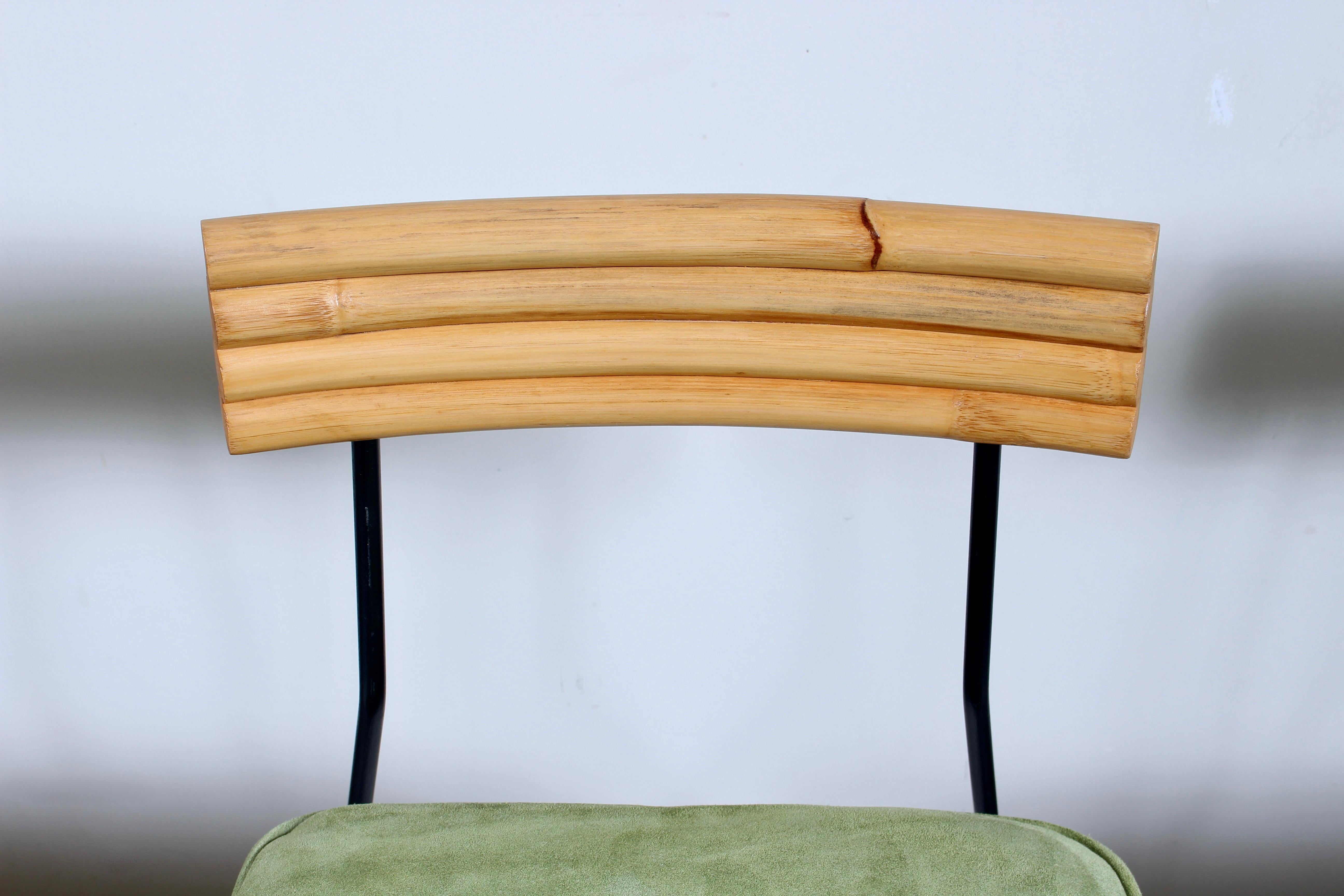 Ensemble de 4 chaises d'appoint en fer, bambou et daim Herb & Shirley Ritts, années 1950 en vente 2