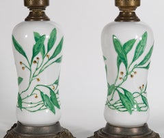 Pair of Herend Hand-painted Art Deco Porcelain Table Lamps