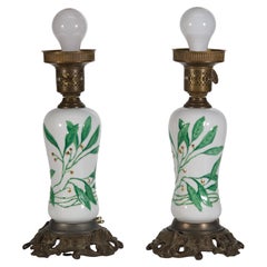 Pair of Herend Hand-painted Art Deco Porcelain Table Lamps