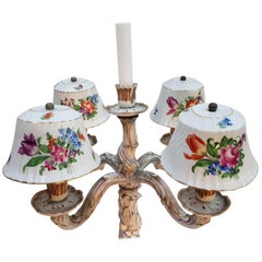 Pair of Herend Porcelain Candelabras, Hand Painted, 1920