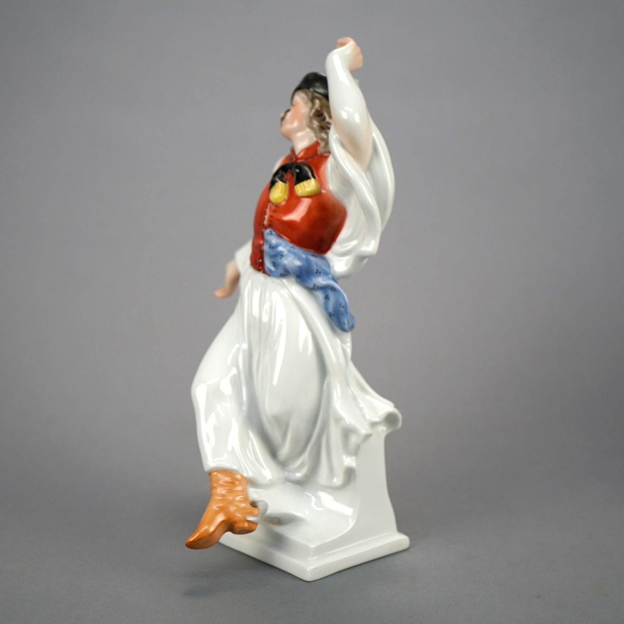 Hand-Painted Pair of Herend Porcelain Figures, Hungarian Folk Dancers, 20th C