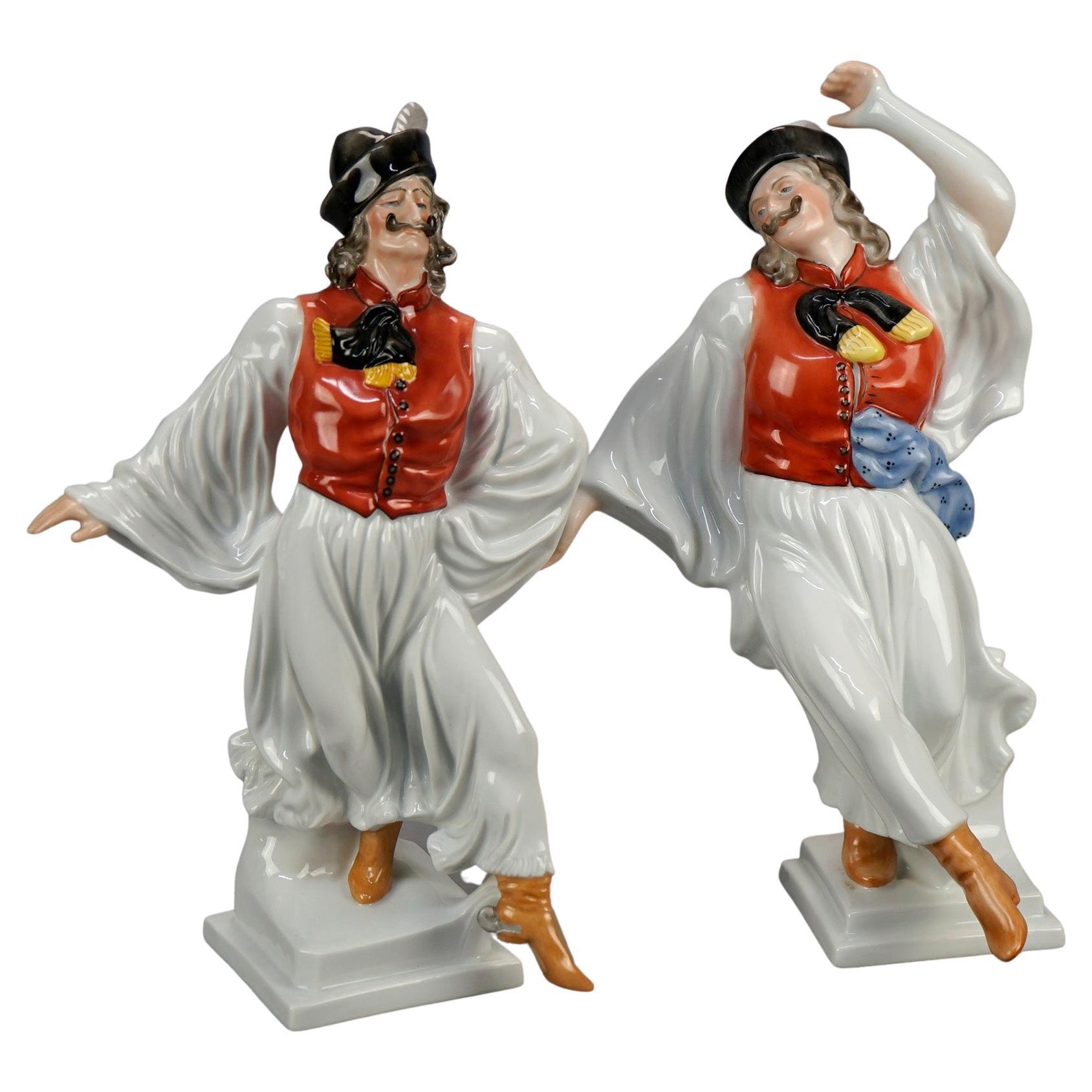 Pair of Herend Porcelain Figures, Hungarian Folk Dancers, 20th C