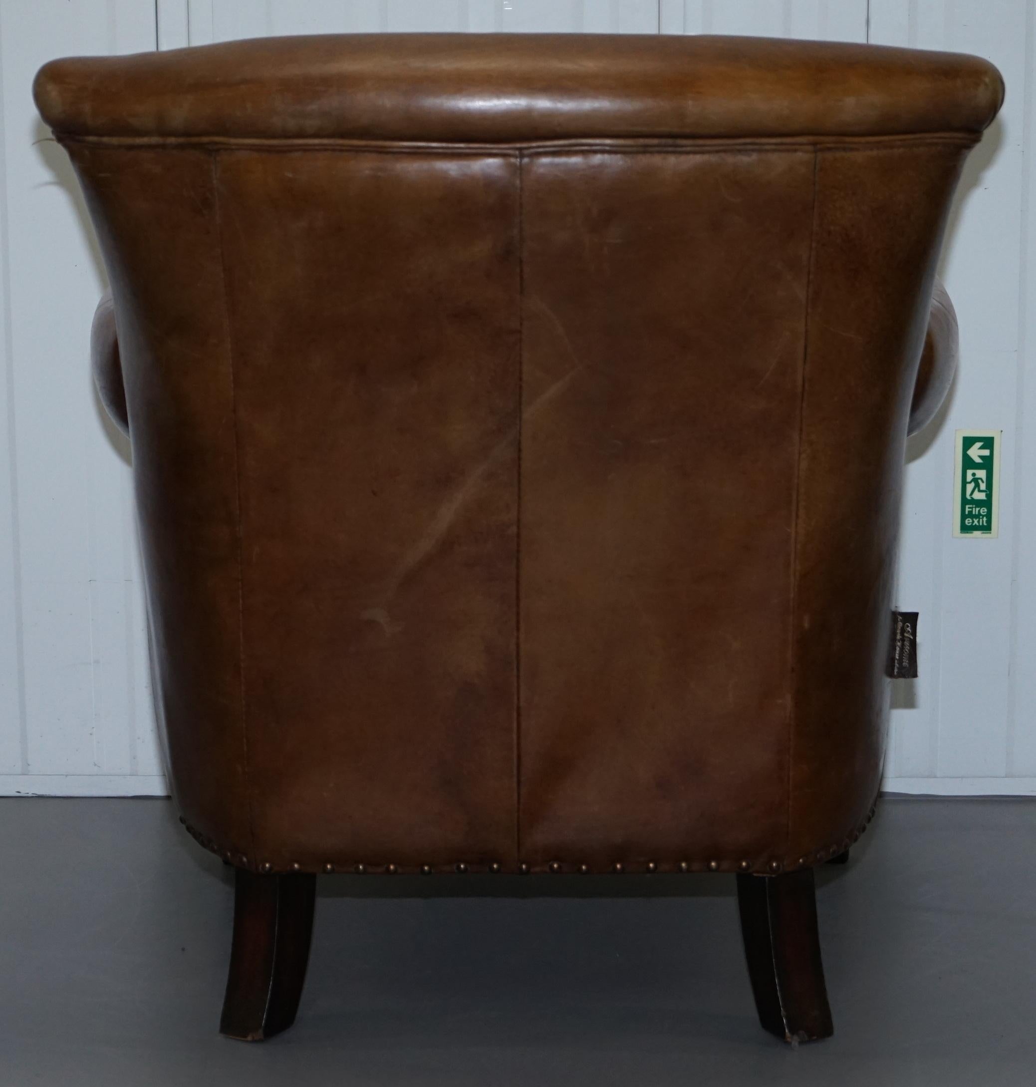 Pair of Heritage Brown Leather Vintage Style Club Armchairs Nice Good Looking 3