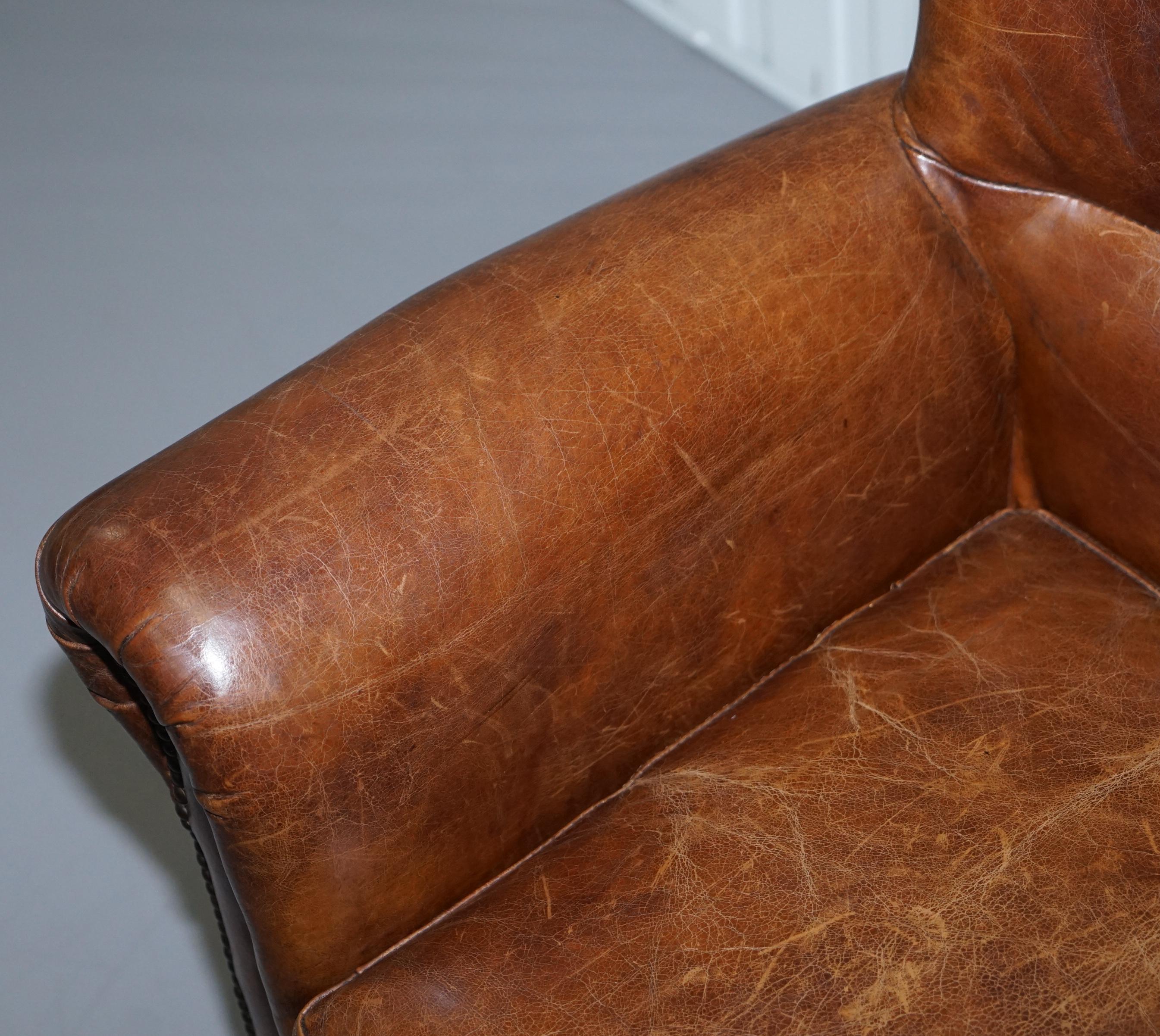 Pair of Heritage Brown Leather Vintage Style Club Armchairs Nice Good Looking 8