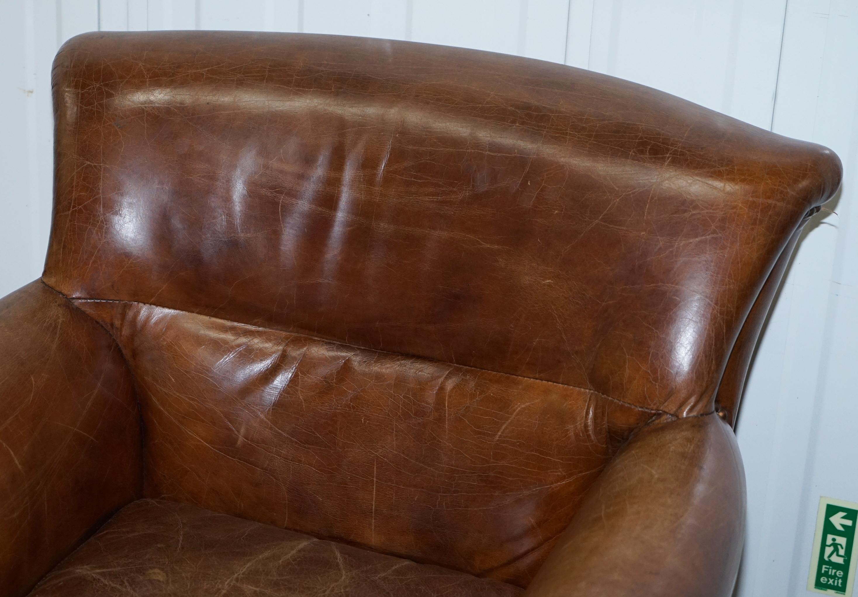 Pair of Heritage Brown Leather Vintage Style Club Armchairs Nice Good Looking (Englisch)