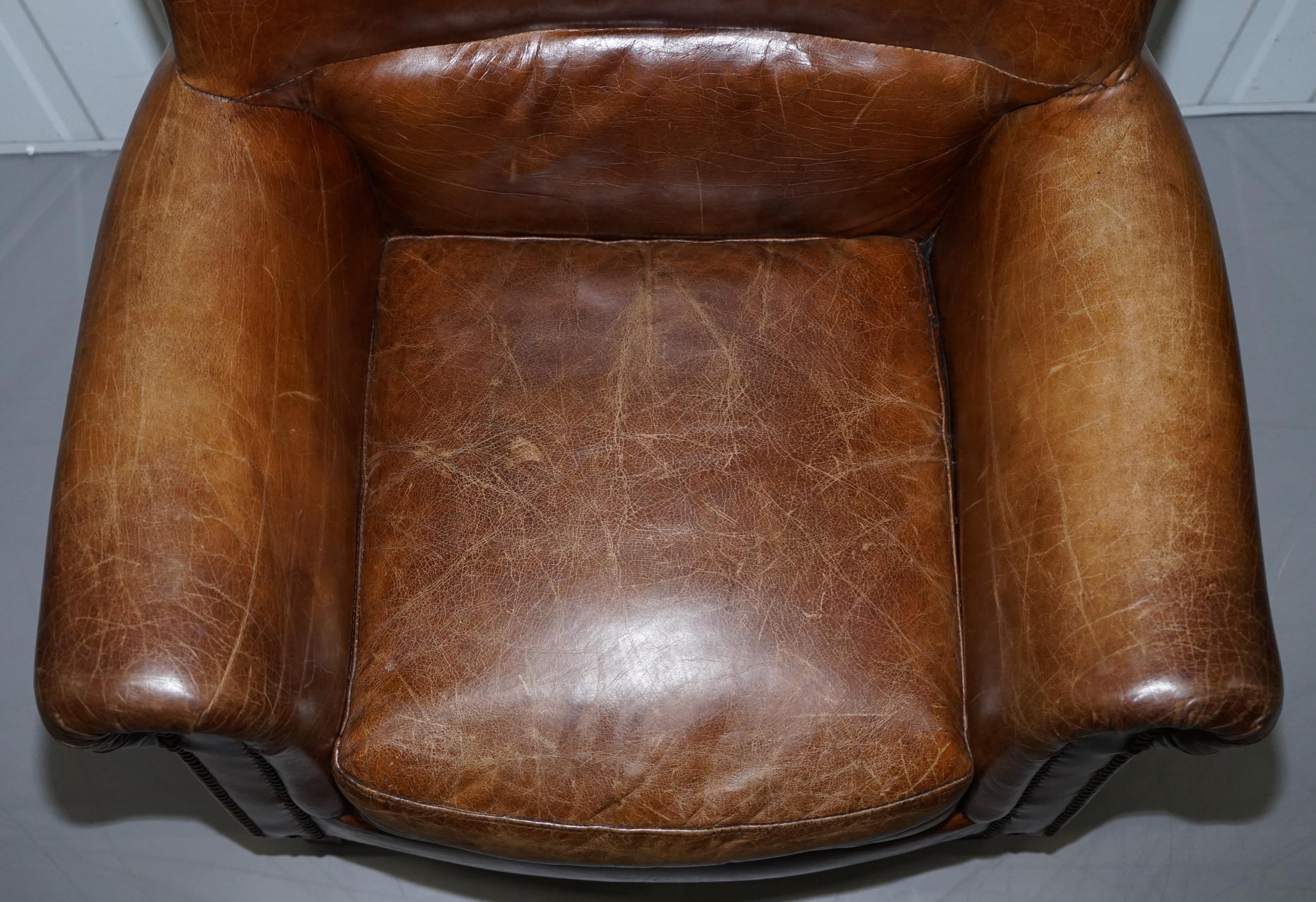 Pair of Heritage Brown Leather Vintage Style Club Armchairs Nice Good Looking (Handgefertigt)