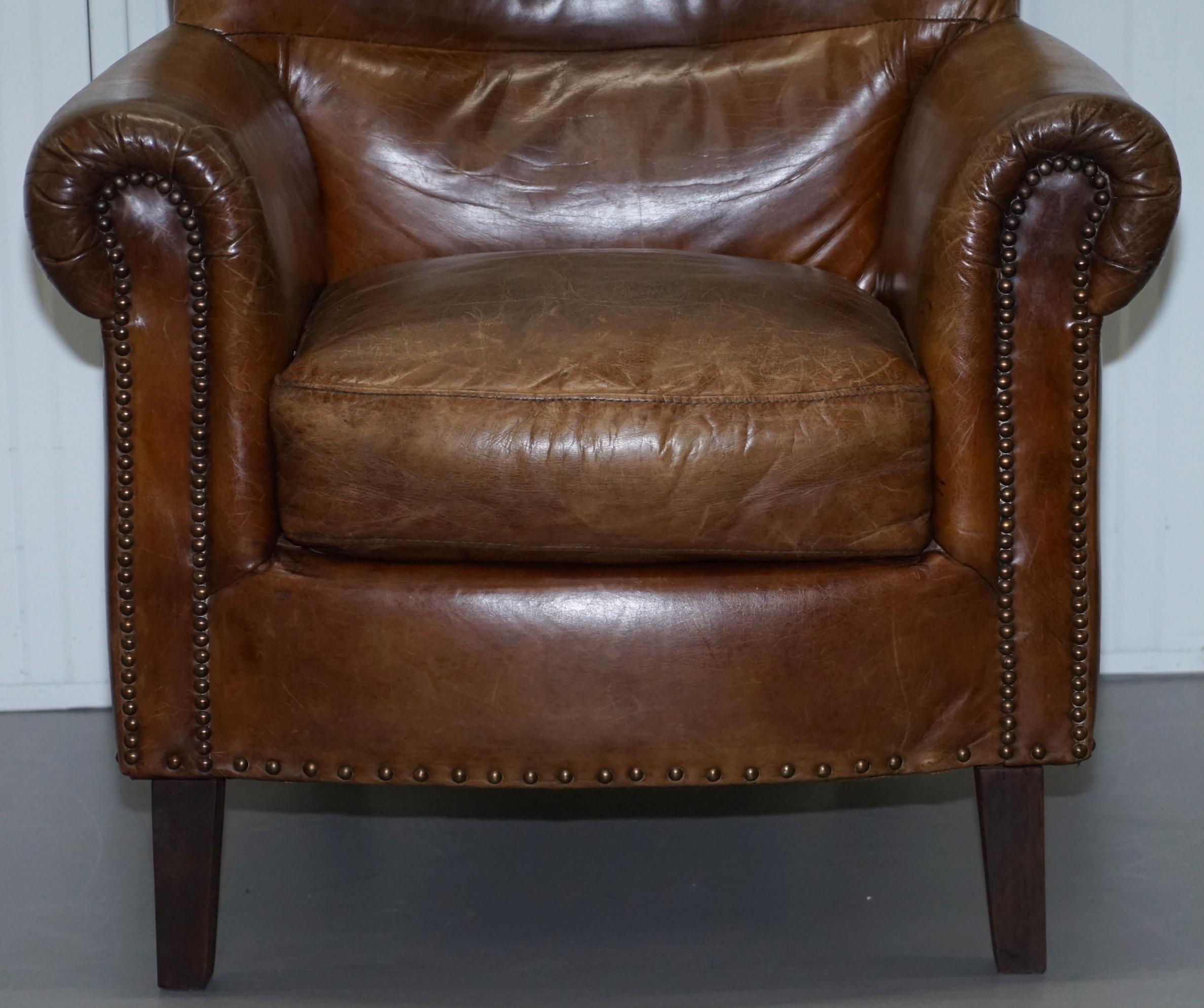 Pair of Heritage Brown Leather Vintage Style Club Armchairs Nice Good Looking (Leder)