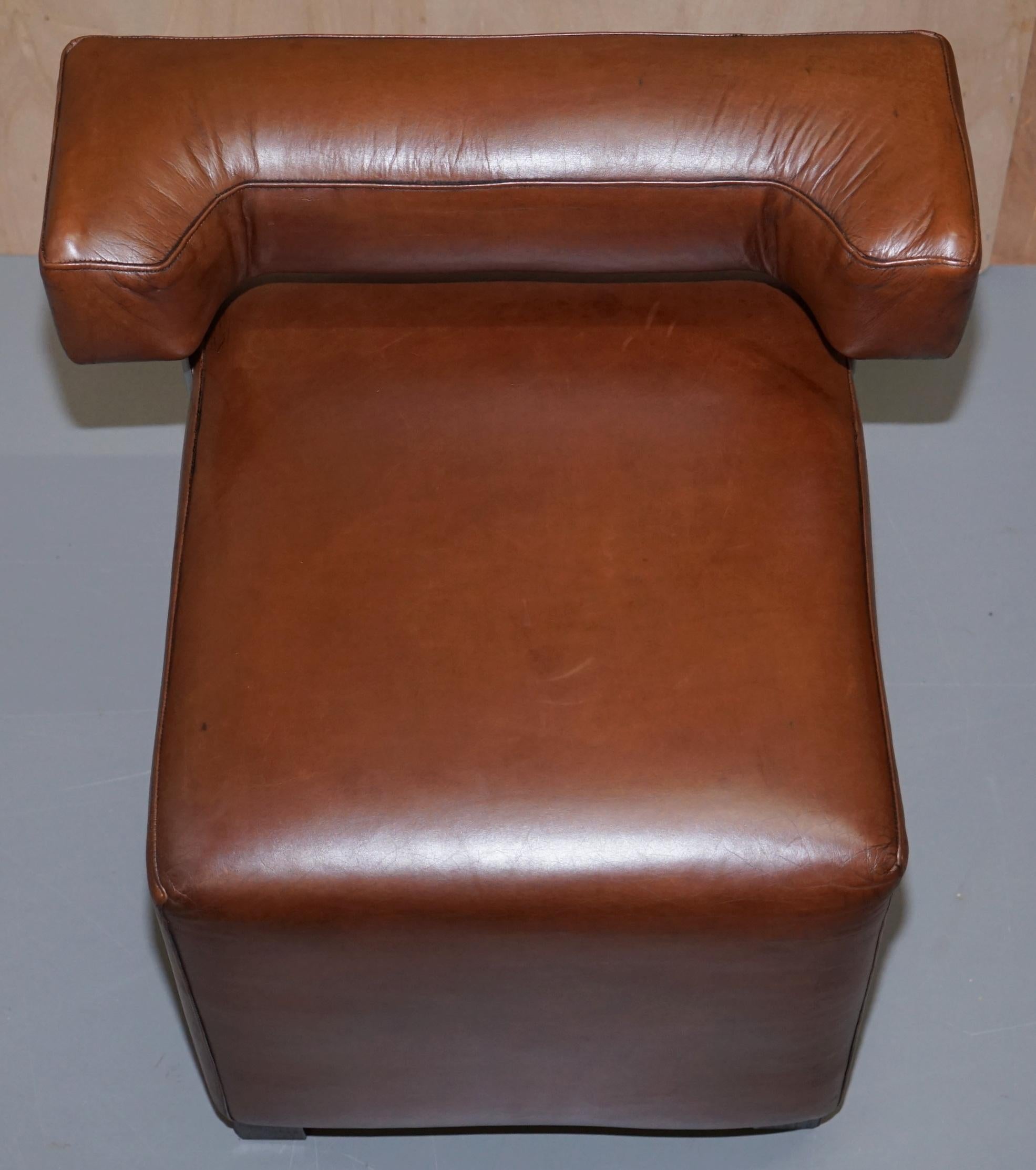 Pair of Heritage Brown Leather with Chrome Back Supports Small Chair Stools 8