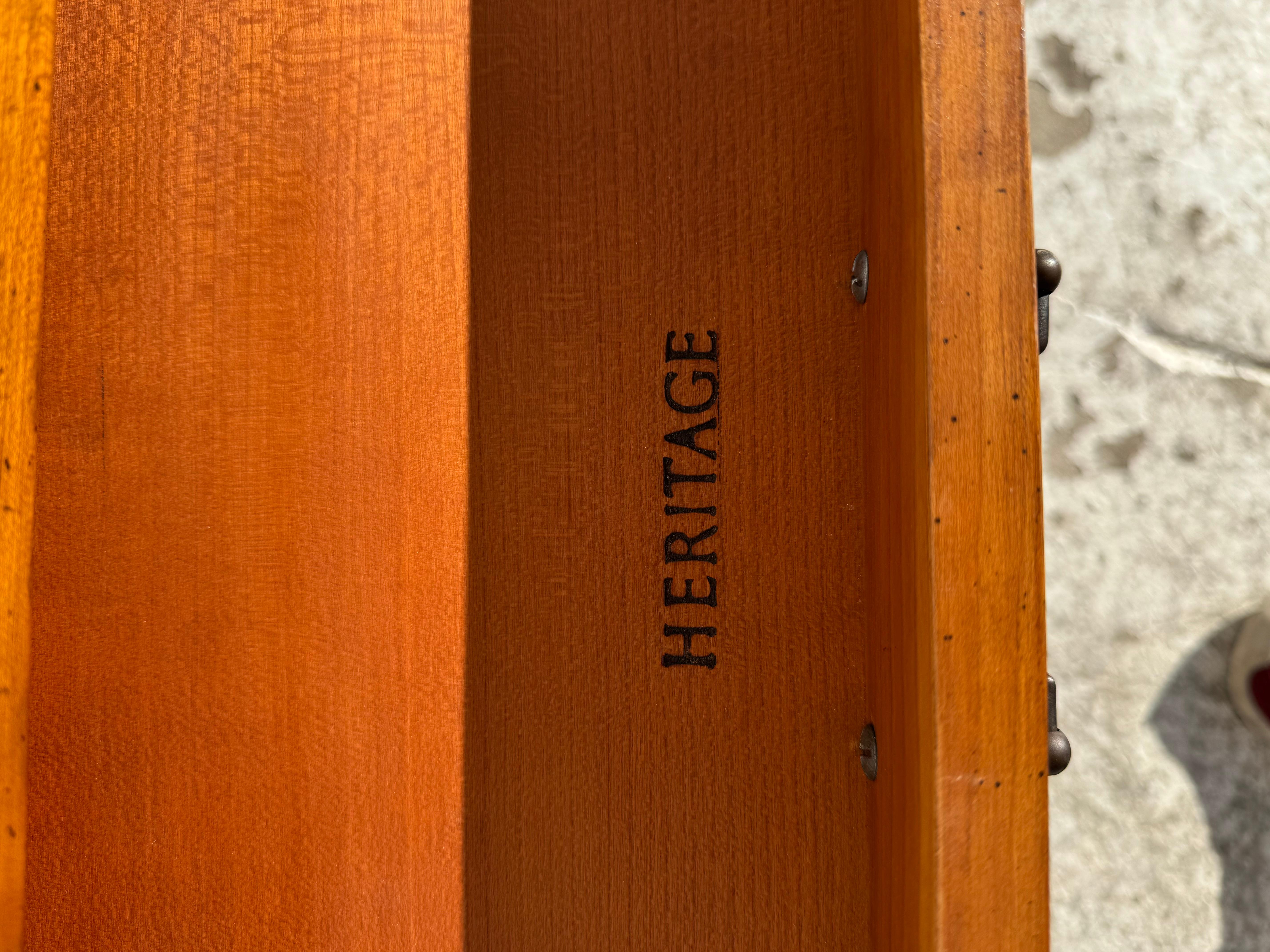 Pair of Heritage Furniture Parquet Top Hollywood Regency Walnut End Tables For Sale 2