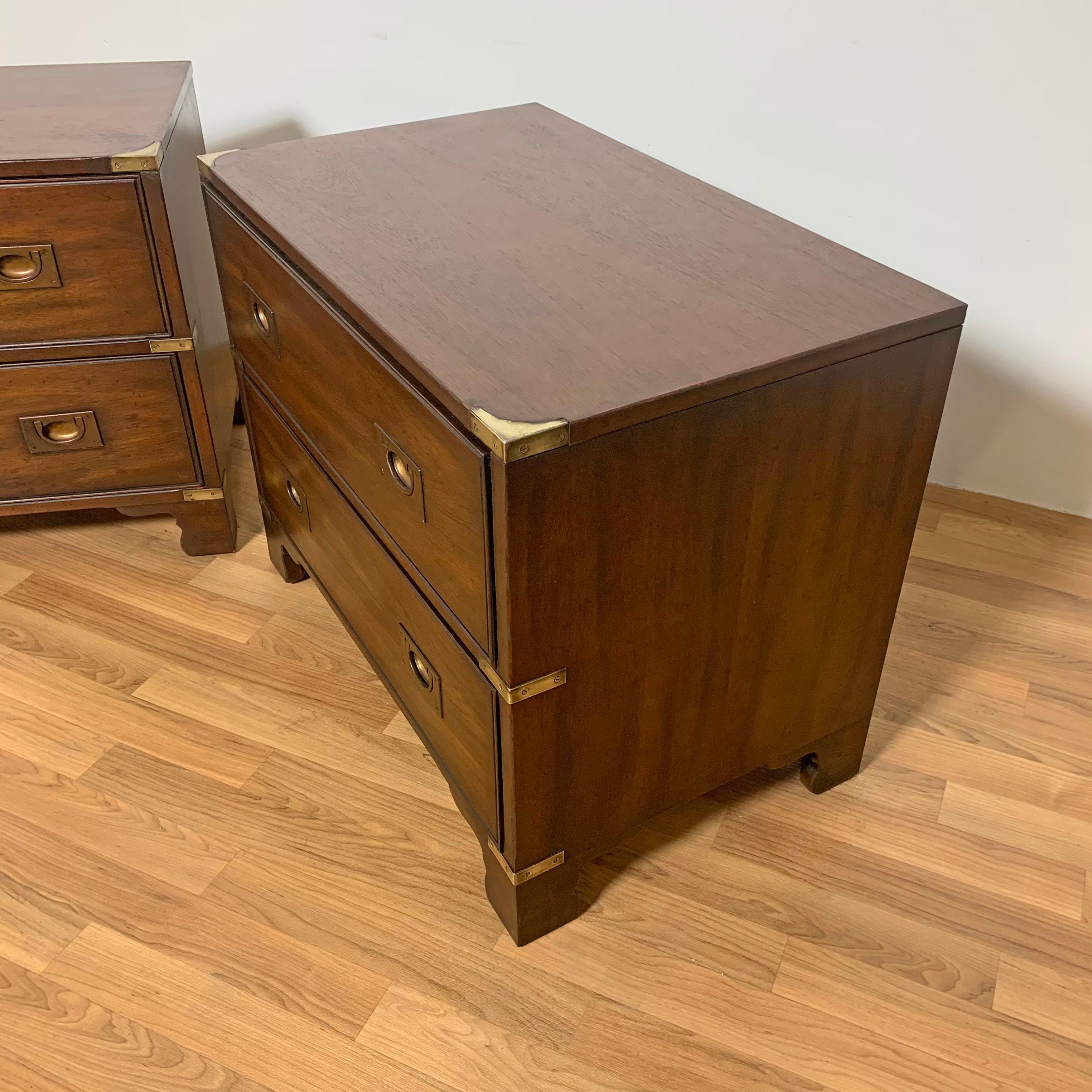 Pair of Heritage Henredon Campaign Style Night Stands, Circa 1960s 2