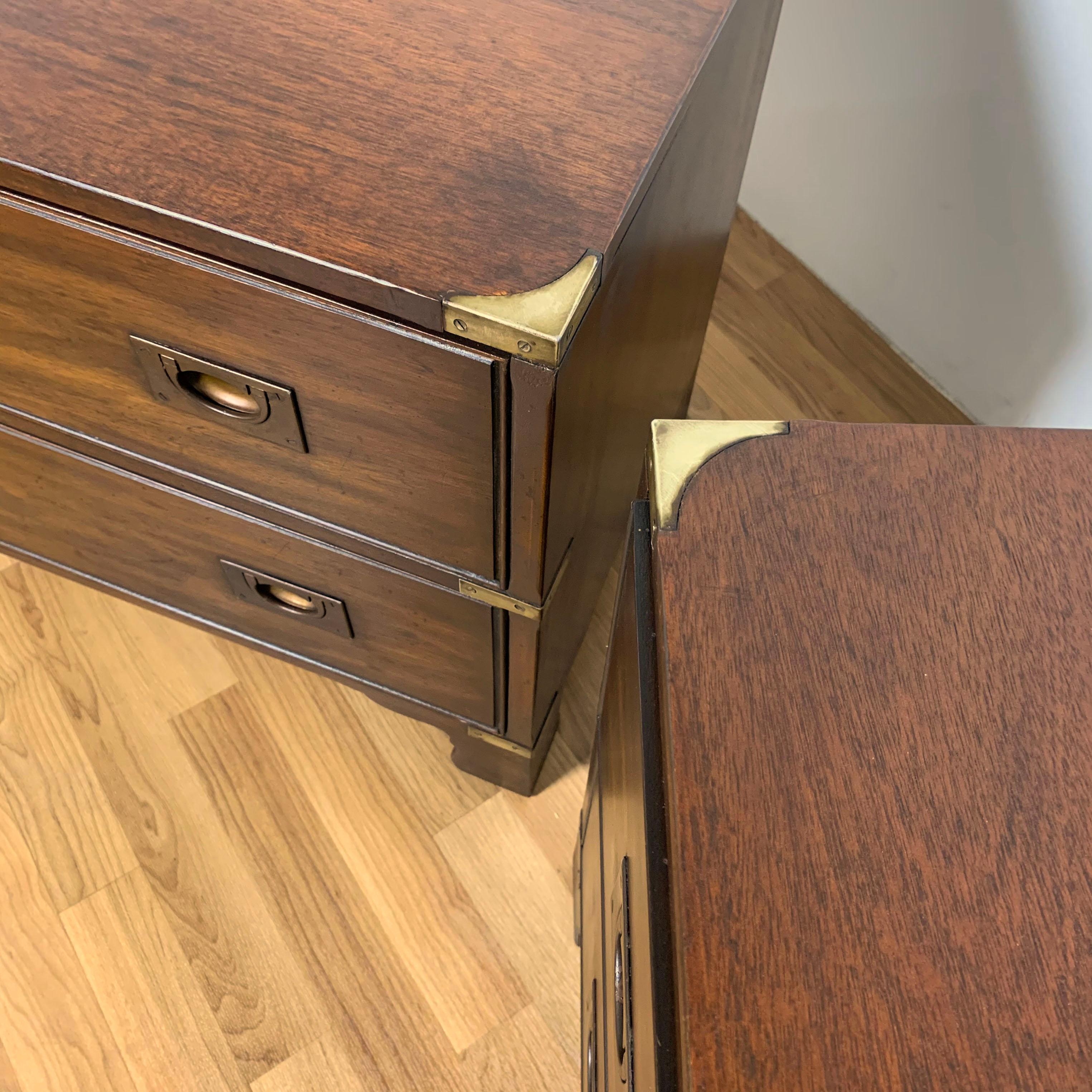 Pair of Heritage Henredon Campaign Style Night Stands, Circa 1960s 3