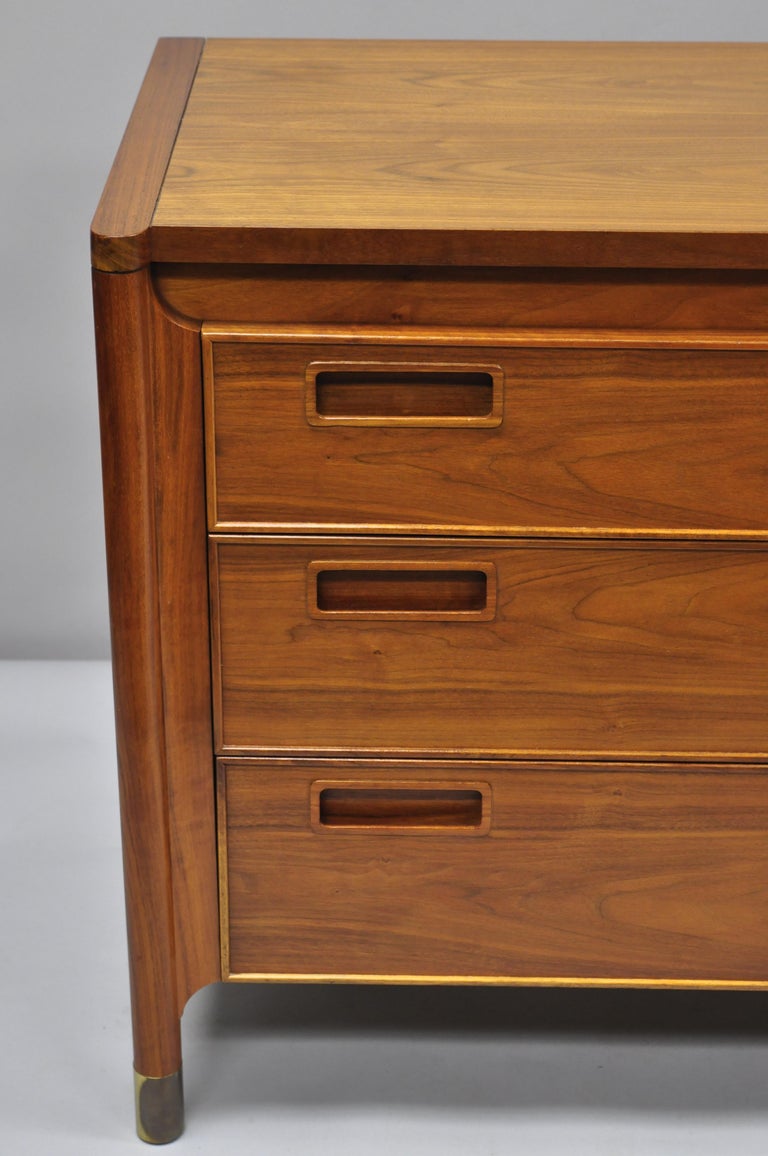 Pair of Heritage Henredon Walnut 3Drawer MidCentury Modern Bachelor
