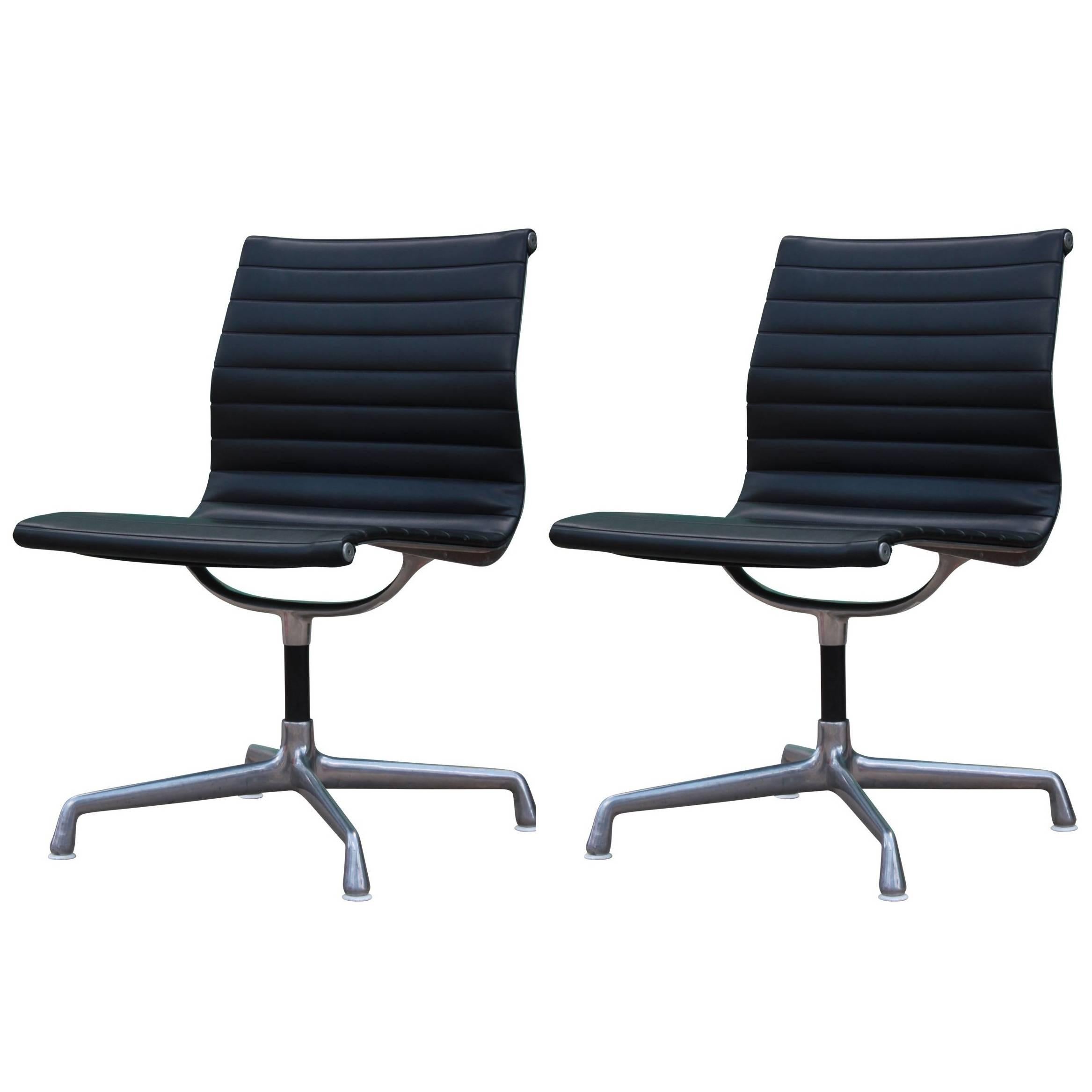 Pair of Herman Miller Aluminum Group Armless Office Chairs