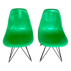 Pair of Herman Miller Eames Eiffel Tower Green Shell Chairs