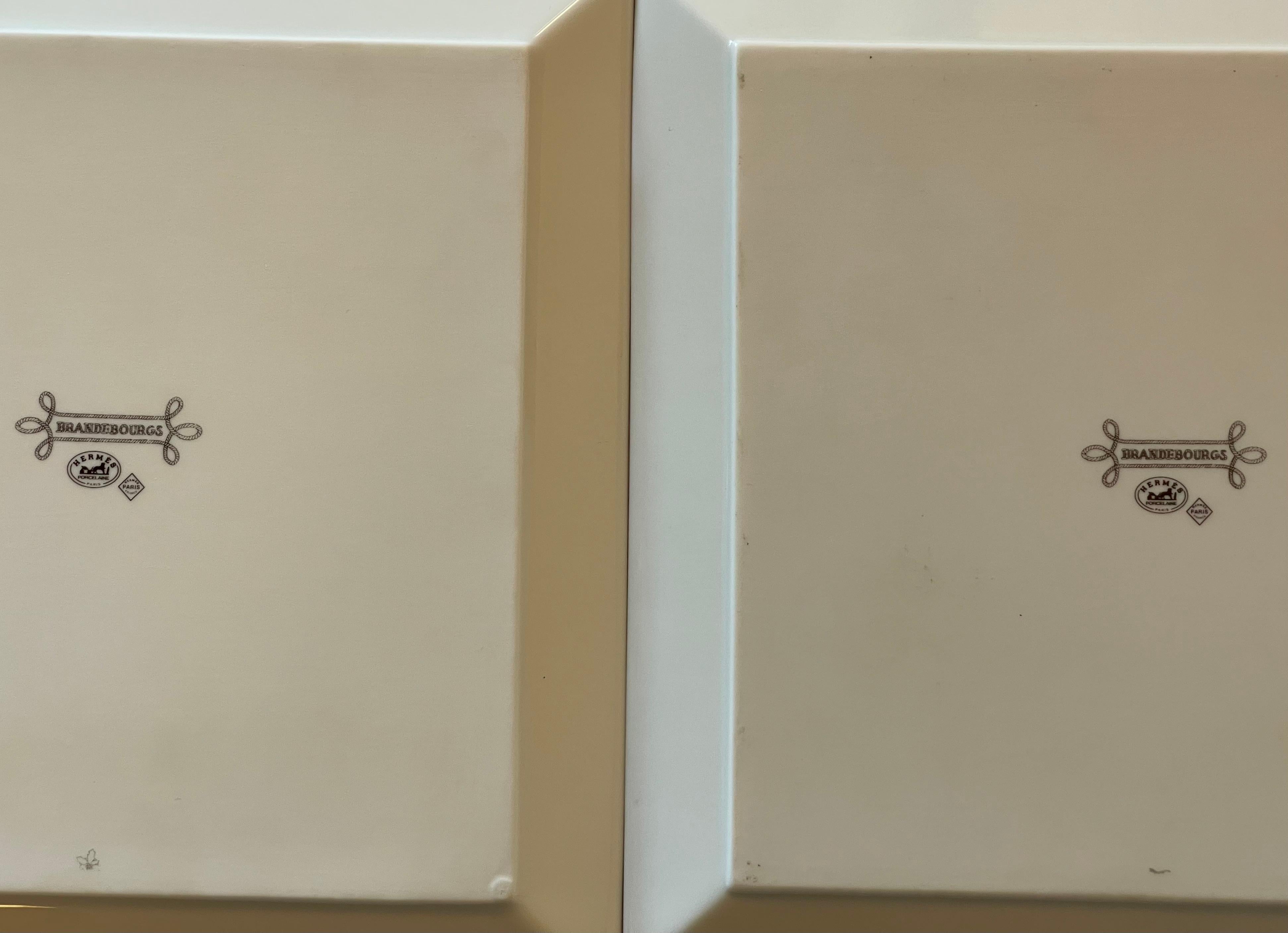 Porcelain Hermes Pair of Brandebourgs Vide Poches or Change Trays For Sale