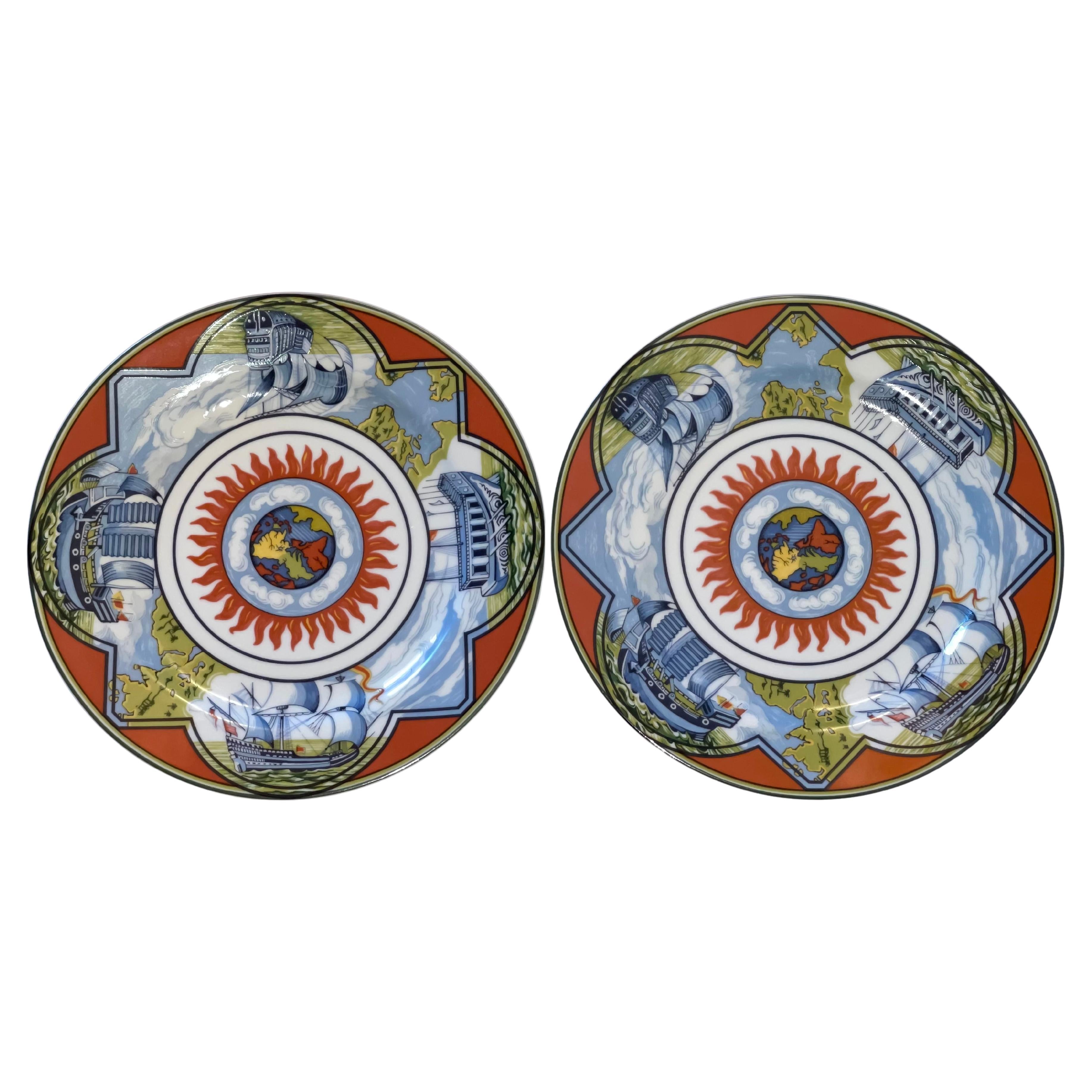 Hermes Pair of Patchwork Alizés Plates or Trays