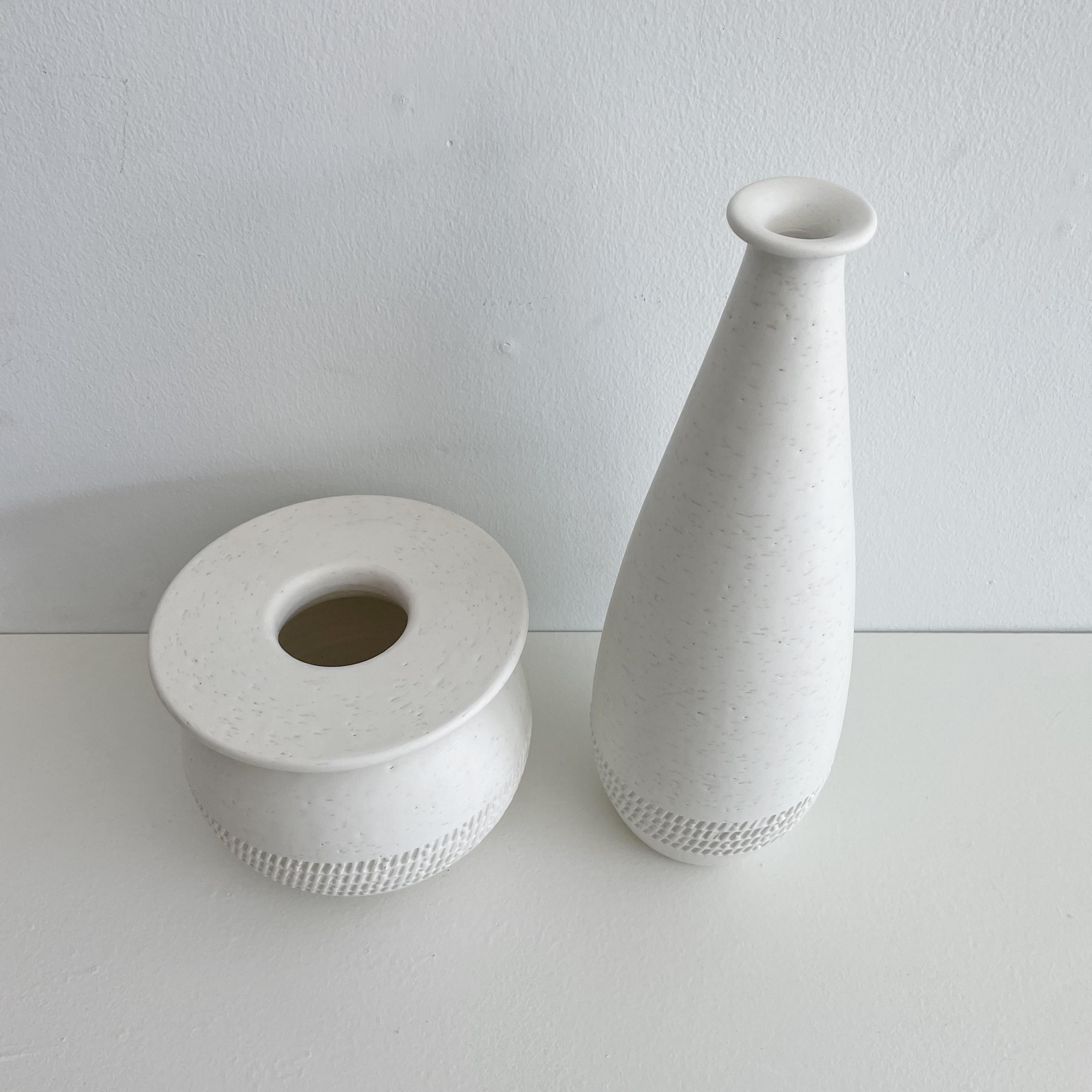 Mid-Century Modern Pair of Hermes White Glazed Porcelain Organic Vases France, C. 2000