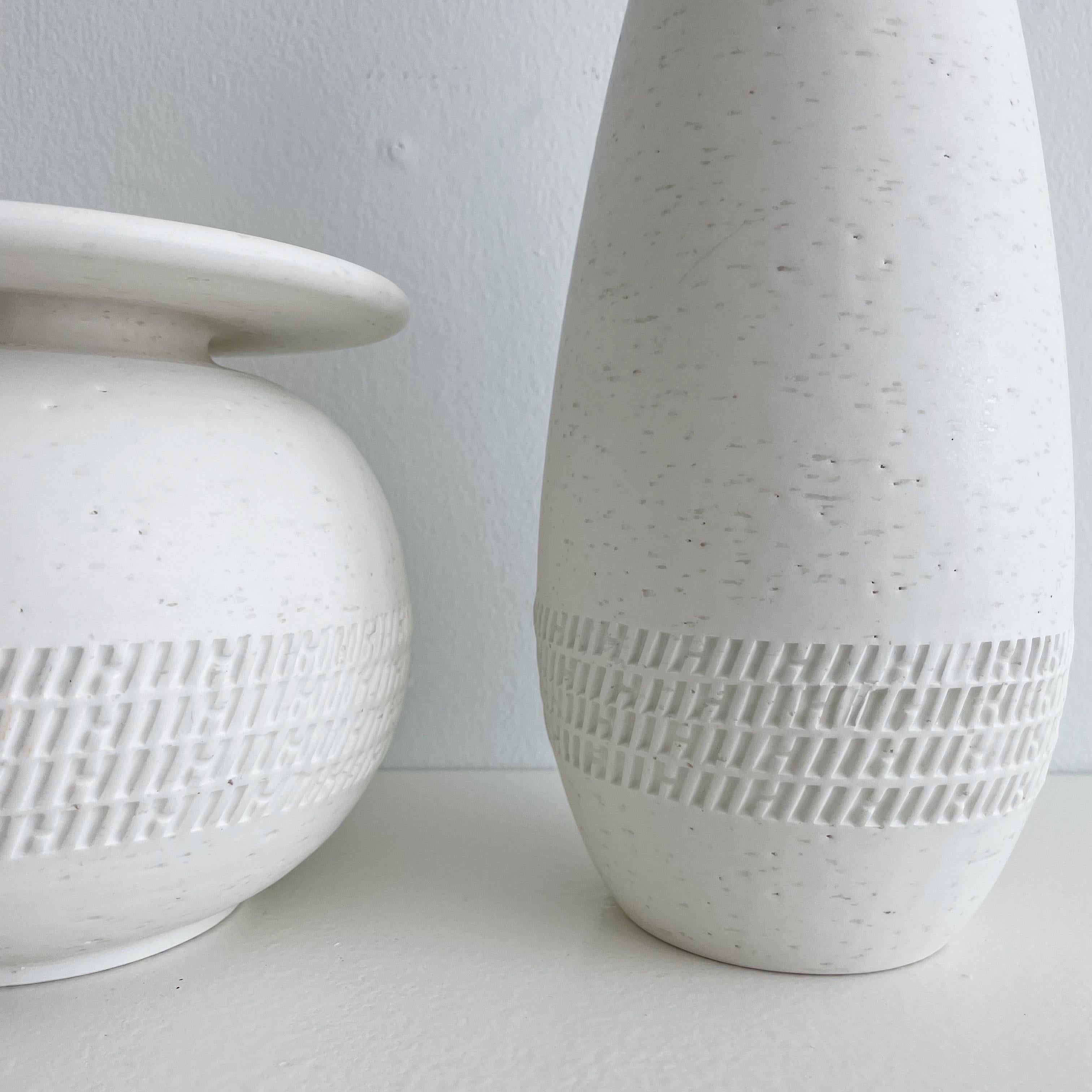French Pair of Hermes White Glazed Porcelain Organic Vases France, C. 2000