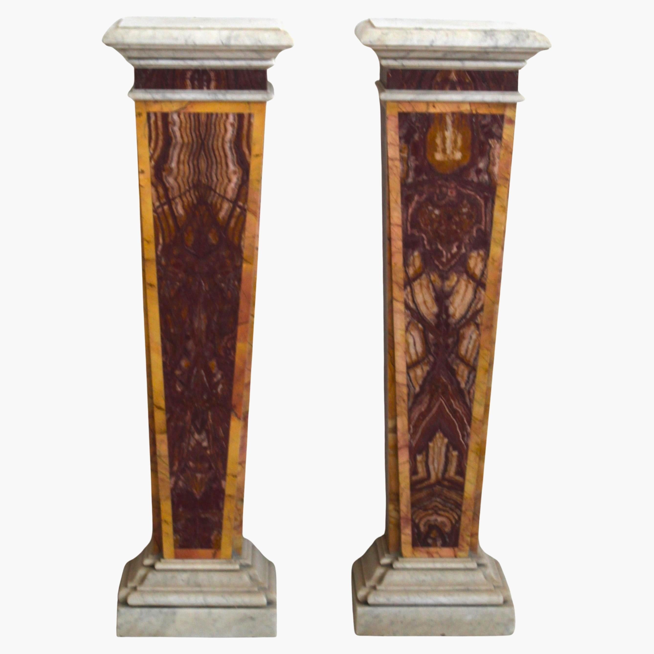 Italian Pair of herms in red marble For Sale