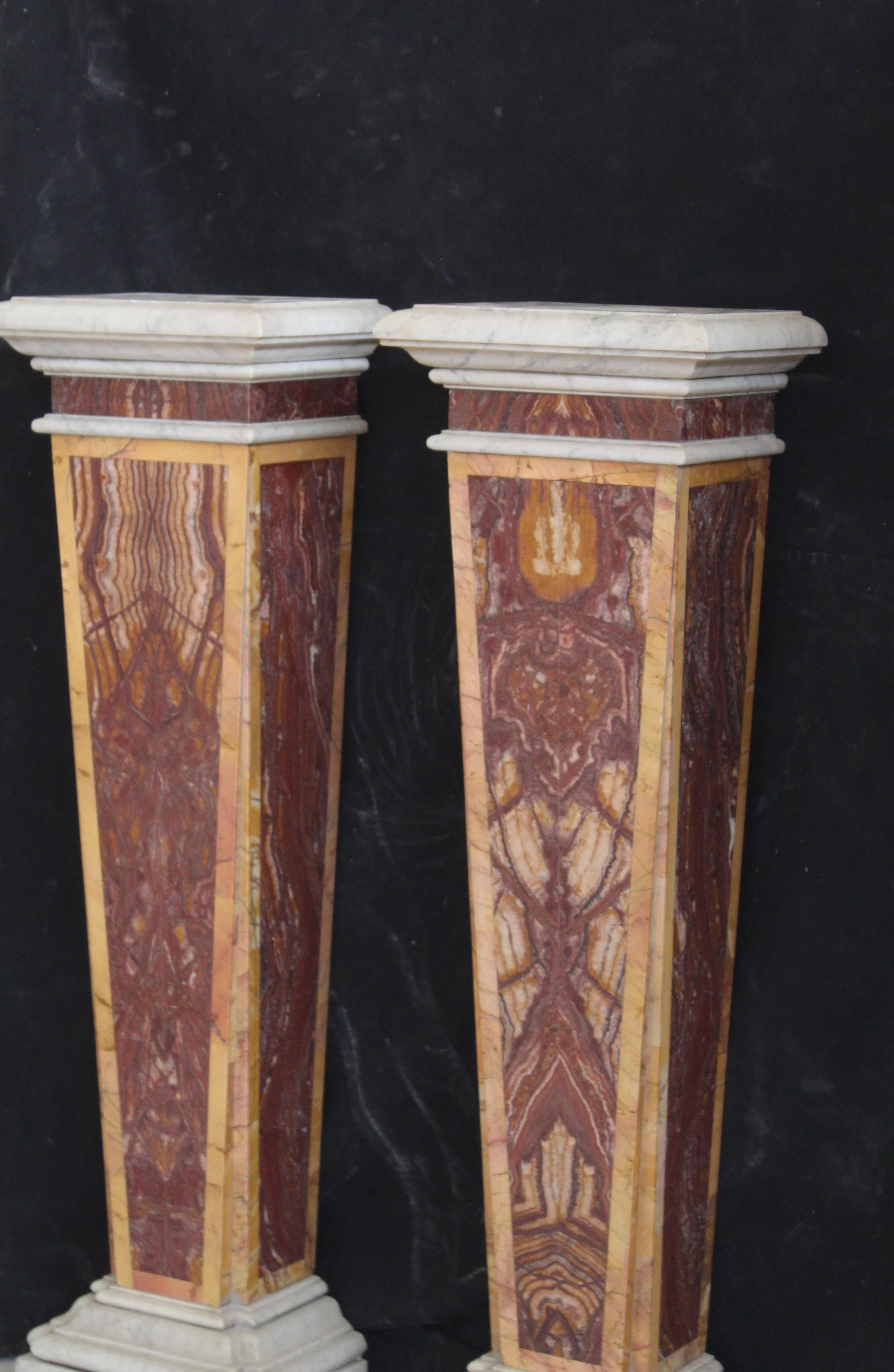 Pair of herms in red marble For Sale 1