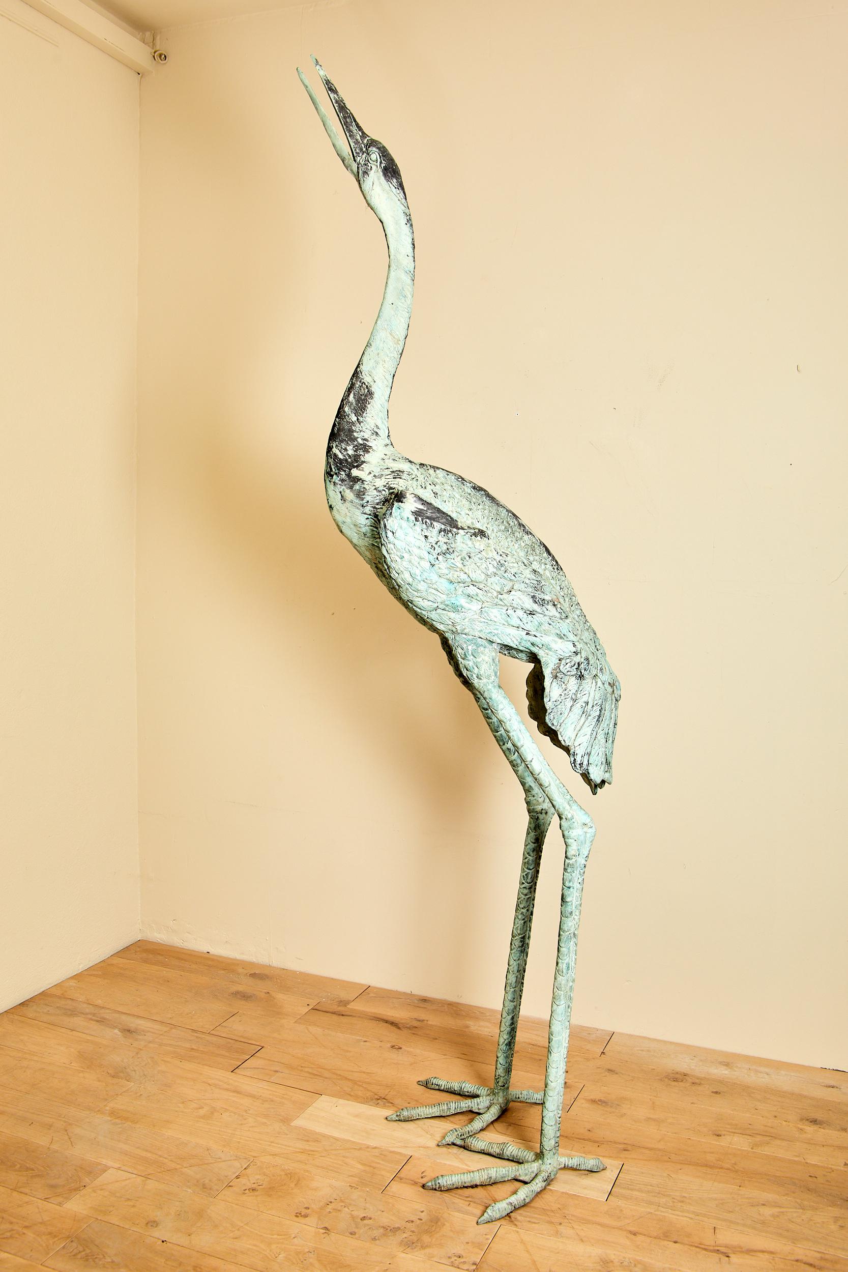 Pair of herons,  sculpture,  Paine bronze iron,  circa 2000, France. In Good Condition In Nice, Cote d' Azur