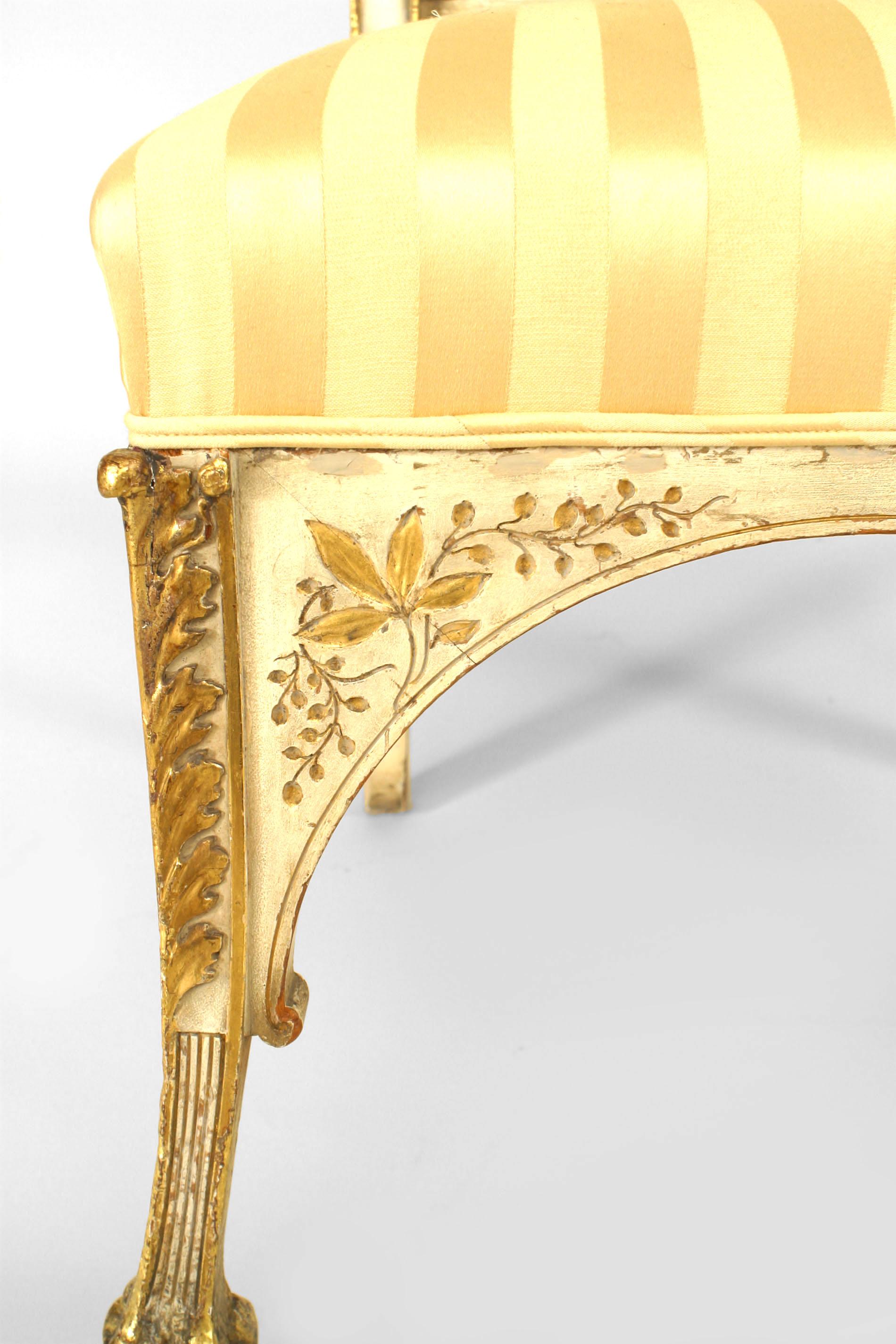 Fabric Pair Of Herter Bros. Gilded And Upholstered Side Chairs