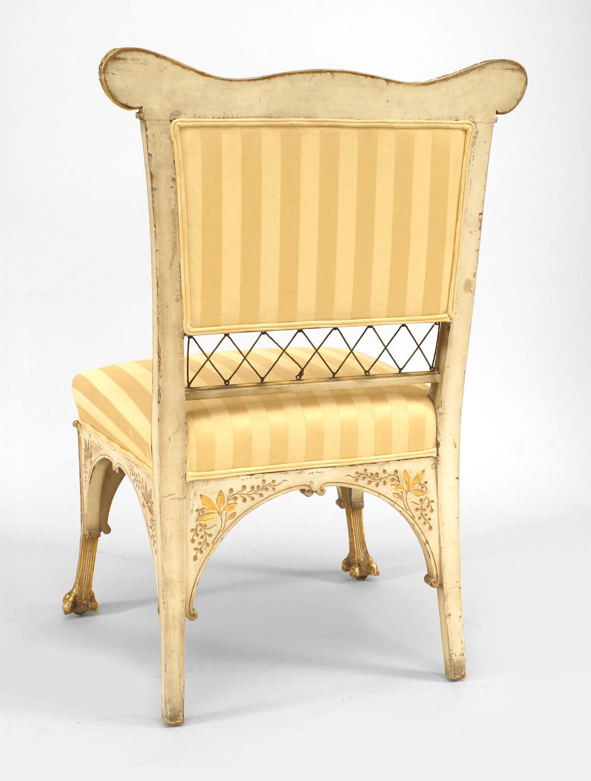 American Pair Of Herter Bros. Gilded And Upholstered Side Chairs