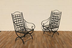 Pair of Hervé Baume French Wrought Iron Folding Patio Chairs  Outdoor Chairs