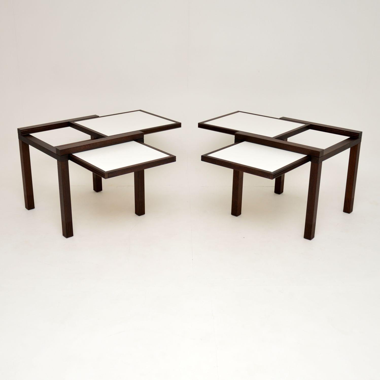 Wood Pair of Hexa Side Tables by Bernard Vuarnesson for Bellato