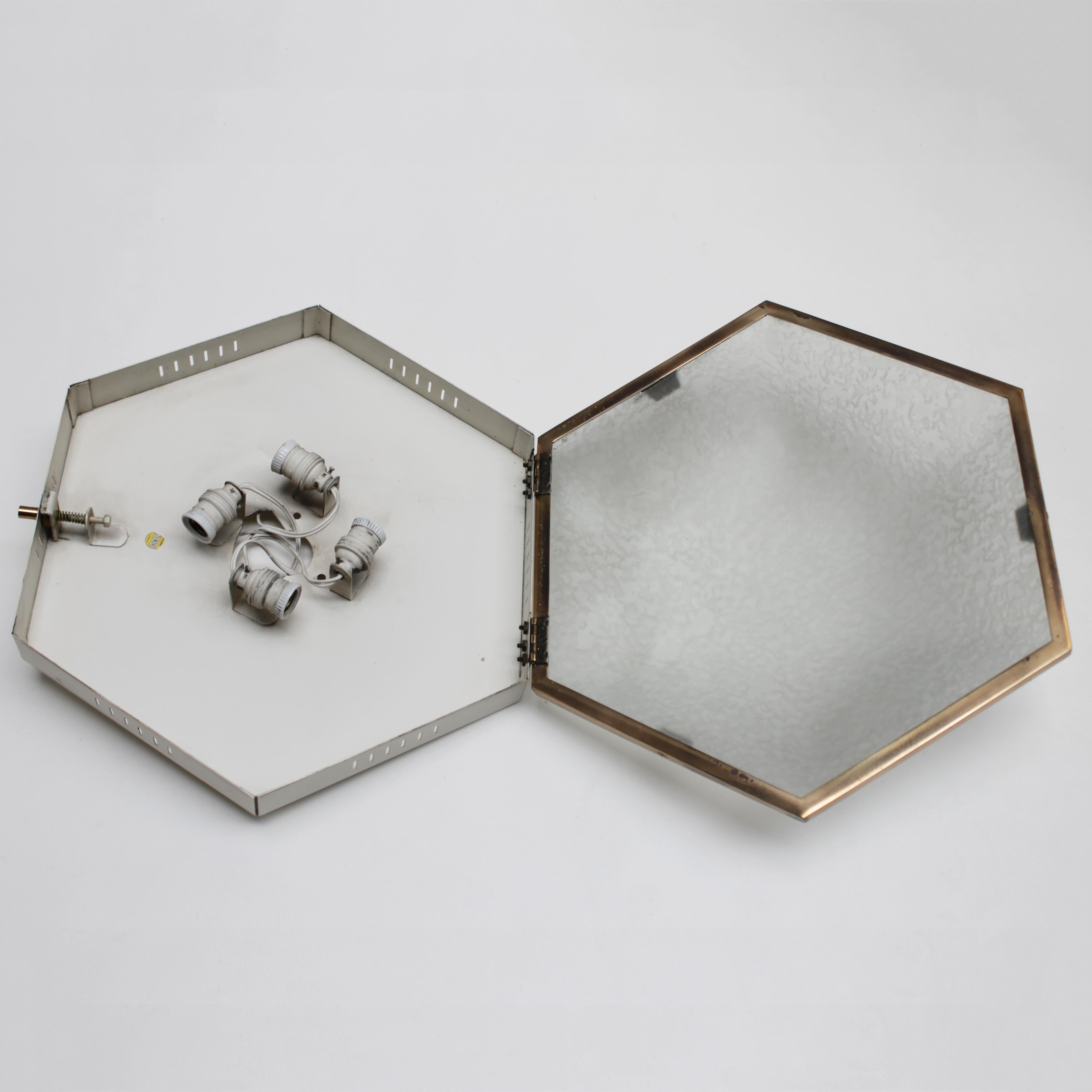 Pair of Hexagonal 4-Light Flush Mounts or Wall Lamps by Stilnovo 3