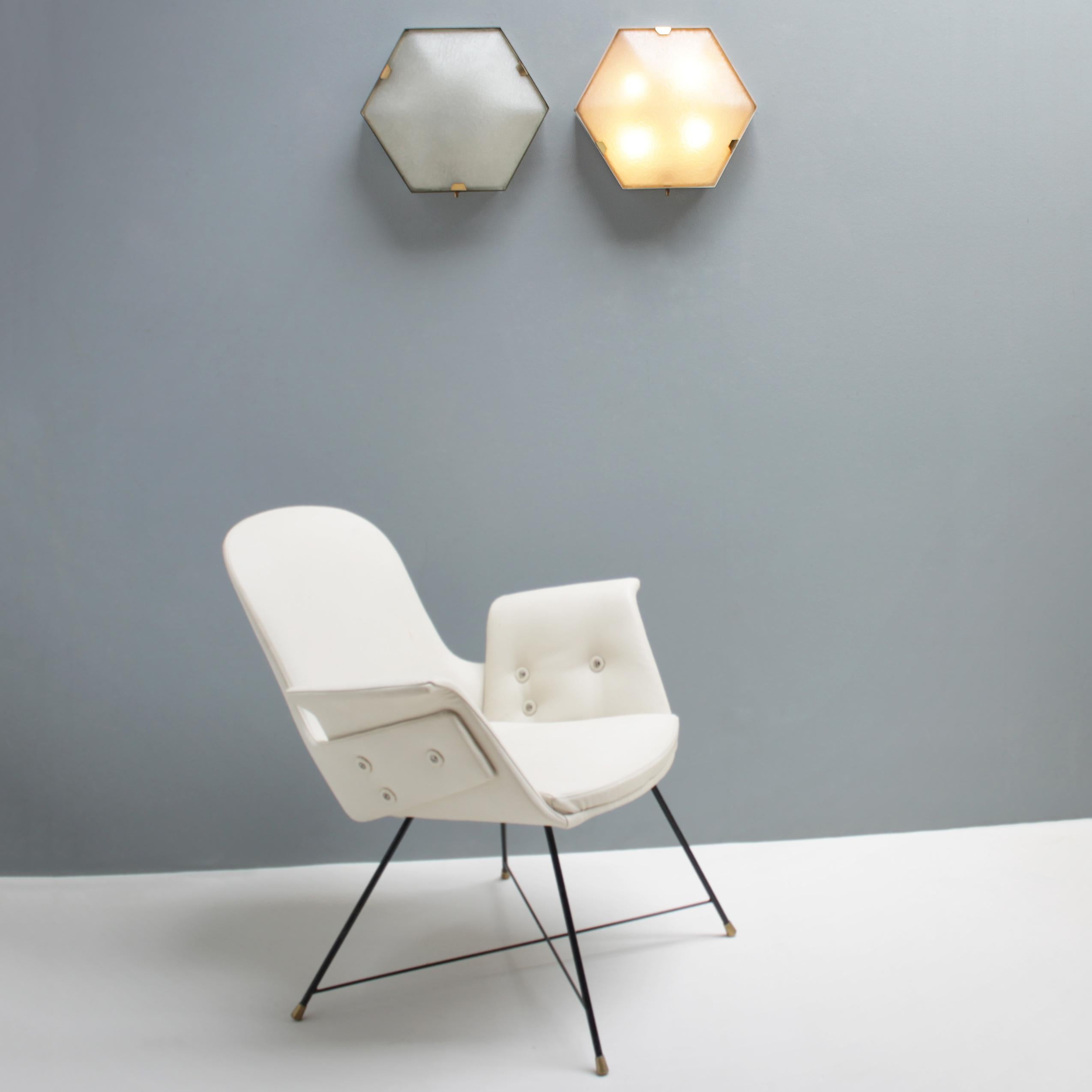 Pair of Hexagonal 4-Light Flush Mounts or Wall Lamps by Stilnovo 1