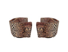 Pair of Hexagonal Barrel Back Chairs in Leopard