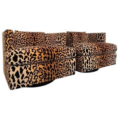 Pair of Hexagonal Barrell Back Chairs in Leopard